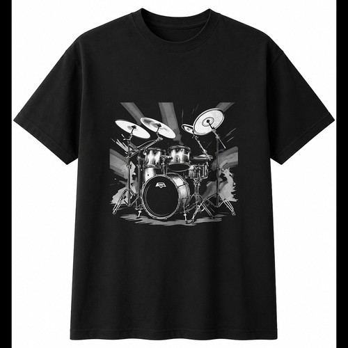 Greyscale drum kit - drum, torn