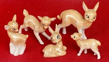 Vtg Deer Family Mini Figurines Kitsch Bambi Lustre Glaze Ceramic Ornaments Set 5