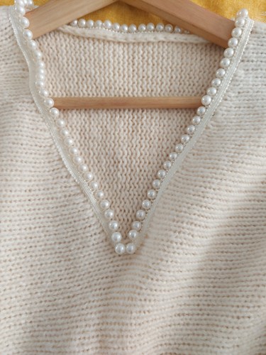 Pearl neck cropped - pearl, jumper
