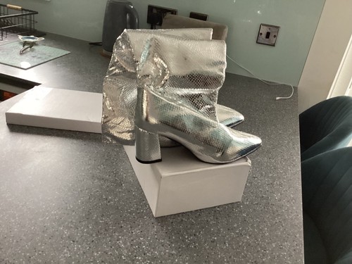Silver calf length boots ideal - calf,