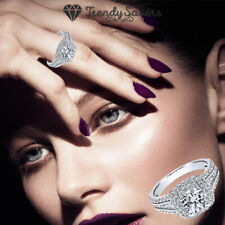 Classic 925 Sterling Silver Filled Cubic Zirconia Wedding Engagement Women Ring