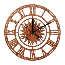 Lovely Wooden Wall Clock with Sun Design for Stylish Living Space