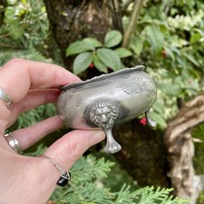 Antique Small Pewter Cauldron 1884 Wiccan Travel Alter Spell Pot Lion Footed