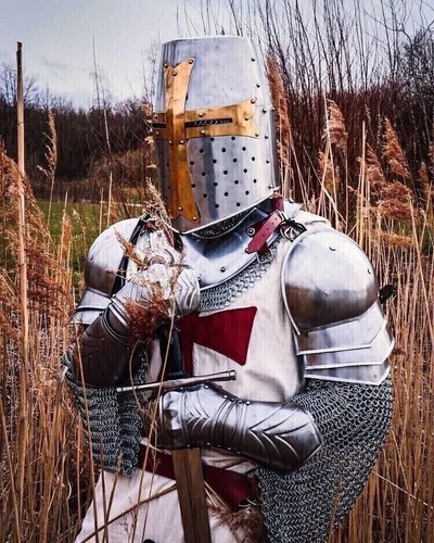 Medieval templar knight - knight, full