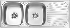 Large Kitchen Sink Stainless Steel Matt Finish Inset Double Bowl Reversible