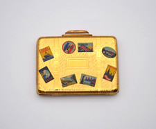 Vintage Kigu Bon Voyage Suitcase Powder Compact Paris London New-York Rome label