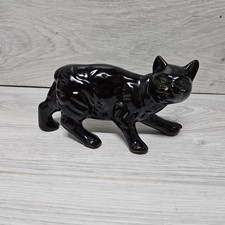 Vintage Ceramic Manx Black Cat Ornament MCM Kitten 1960s Pottery Rushton? IOM