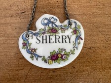 Vintage SHERRY Fine China Decanter / Bottle Label By Royal Crown Staffordshire