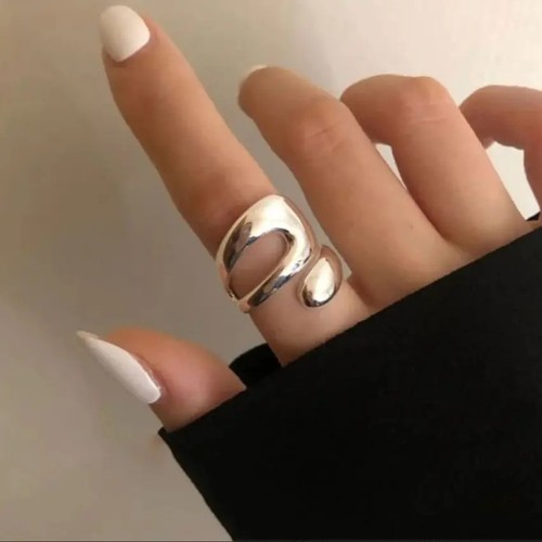Silver colour open ring wide - colour,