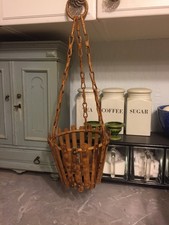 VINTAGE HANGING PLANTER - BAMBOO - 1960S/70S - BOHO - RETRO - PLANT POT HOLDER