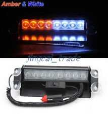 Universal 12V 8 LED Flash Beacon Strobe Warning Lights Car Van Truck Amber/White