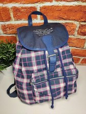 JACK WILLS NAVY PURPLE CHECK DRAWSTRING RUCKSACK BACKPACK TRAVEL COLLEGE GYM BAG