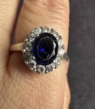 M*C 925  Sterling Silver Blue Paste Cluster Ring -UK Size S