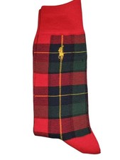 RALPH LAUREN POLO Mens Tartan Pattern  Socks Red Size 7 - 11