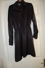 Ladies Black Long Sleeve Satin Like Shirt Dress   Size 8   by Primark