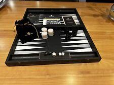 Manopoulos Black and White Leatherette Backgammon Set - Tournament