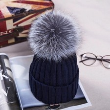 Ladies Winter Beanie Hat With Pom Pom Bobble Knit Thermal Warm Snow Cap Ski UK