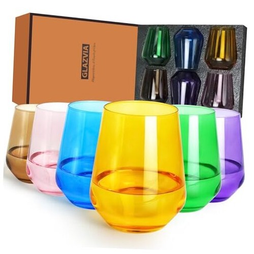 Colored stemless wine glasses - colored,