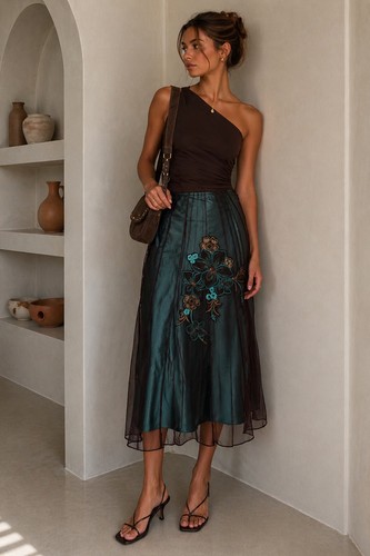 Coast teal chocolate tulle - coast,
