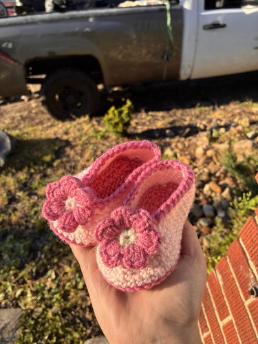 Handmade pink crochet slip - handmade, slip-on