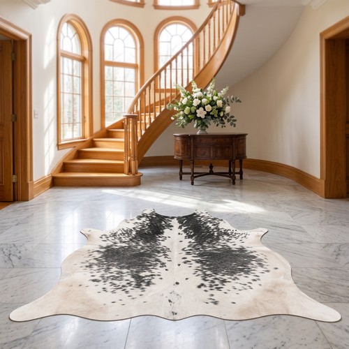 Natural cowhide rug black - natural,