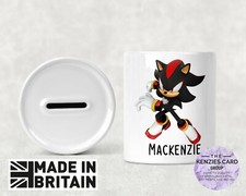 Personalised Any Name Sonic The Hedgehog - Shadow -  Money Box Piggy Bank 