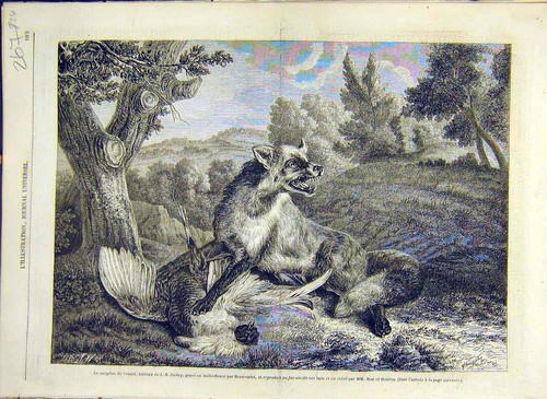Original old antique print - old,