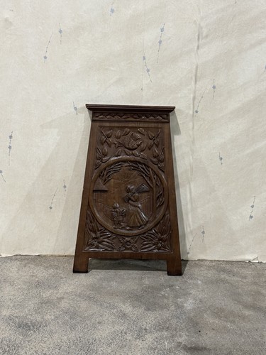 Vintage oak carved panel - oak,
