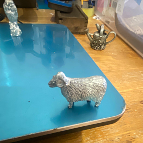 Metal sheep ornament - metal,