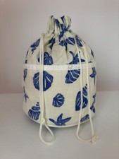 Ladies Boots Drawstring Seashell Blue Cream Wash Bag Toiletry Bag Travel Bag