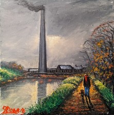 James Downie Masterpiece 'The Bleach Works' True Northern Art! Oil On Canvas 