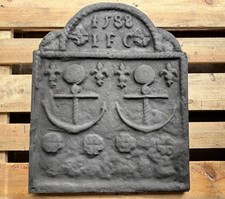 1588 Antique Reclaimed Cast Iron Fire back (Fireback) 22” Wide - 16th Century