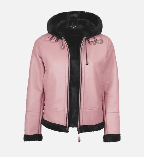 Women genuine leather - genuine, hooded