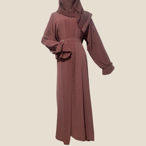 Pink butterfly detail abaya - pink,