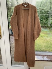 Full Length Mid Brown Chunky Knit Coatigan From Top shop Size S