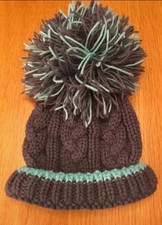 BNWOT Baby Boys Blue Wool style Bobble Hat 0-3 Months