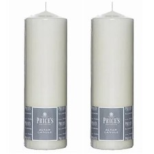 2 PACK Price's 125 Hour Burn Large Jumbo Ivory Cream Church Altar Pillar Candle