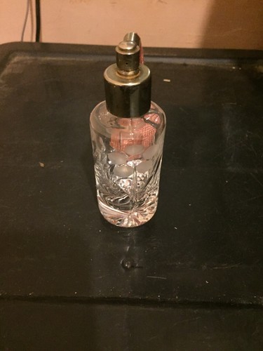 Etched glass scent bottle - glass, with