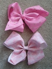 3 Large Hair Bows Clips Pink