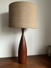mid century teak wood danish Style tall Elegant bottle Shape Table lamp base