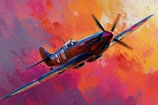 Spitfire Style Aircraft Canvas Picture Print Wall Art