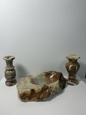 Onyx ashtray and two - , matching