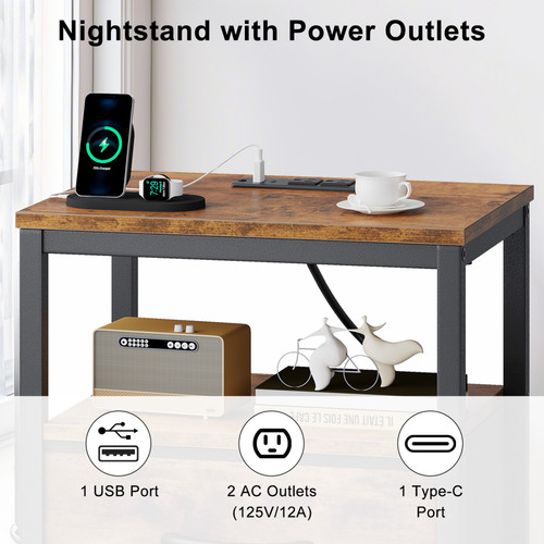 Bedside table with charging - bedside,