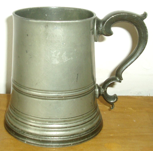 Antique pewter glass bottom - pewter,