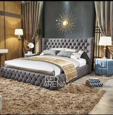 Turkish Velvet Wing Back Bed