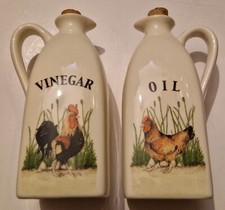 Vintage Leonardo Lifestyle Cockerel and Hen Oil and Vinegar Bottle Pourers