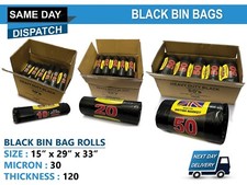 50 Litre Heavy Duty Black Bin Bags Refuse Sacks Strong Bin Liners Rubbish Sacks