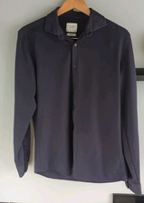 Fisk Of Oslo Mens Shirt Navy Slim Fit Size 15.5” Collar 39 Chest used 