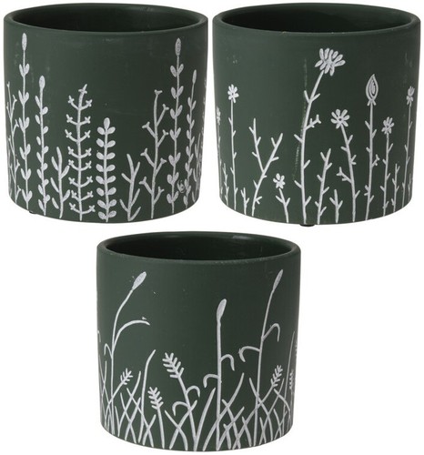 Small green ceramic plant pot - small,