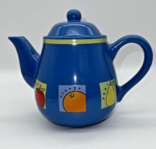Rayware Blue Tea Pot, Ceramic. With Fruit Design. Pre Owned  In Good Condition.